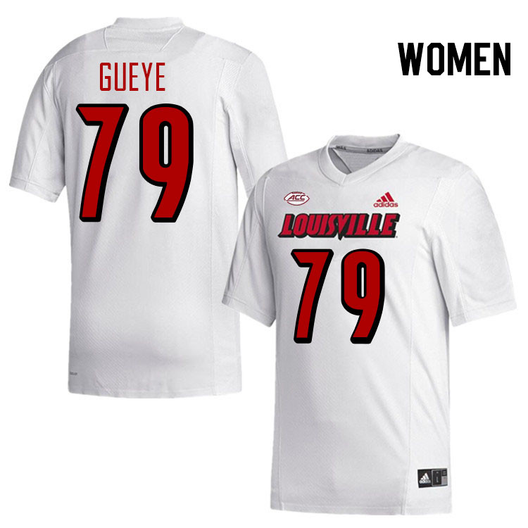 Women #79 Makhete Gueye Louisville Cardinals College Football Jerseys Stitched-White